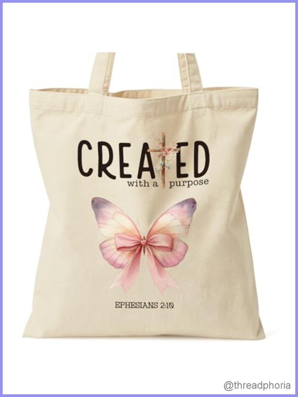 Canvas Tote Bag with Inner Pocket Bible Study Church Shopping Work